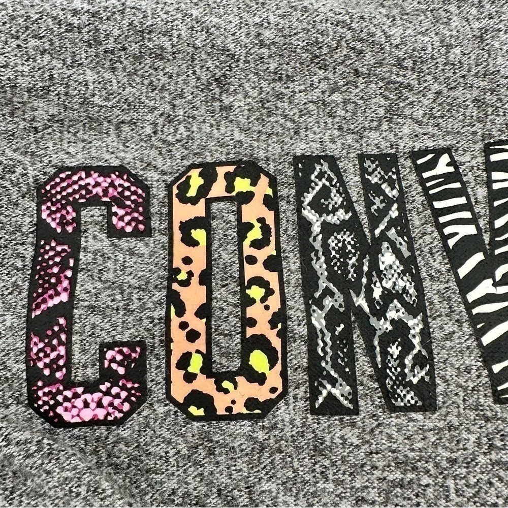 CONVERSE Girl’s Gray Soft Front-Tied Long Sleeve Hoodie Mixed Print Logo Size XL